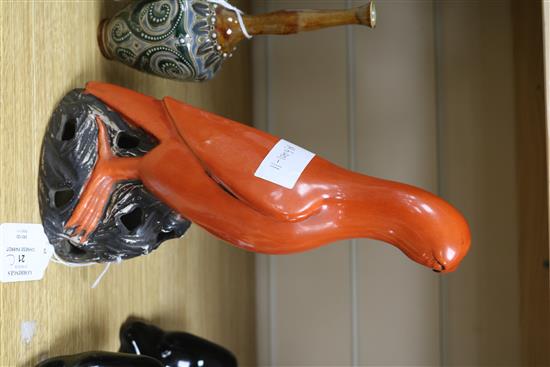A Chinese coral red parrot height 28cm